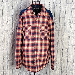 AVALANCHE Men's Hiking Soft Brushed Red‎ and Blue Plaid Flannel Shirt Large